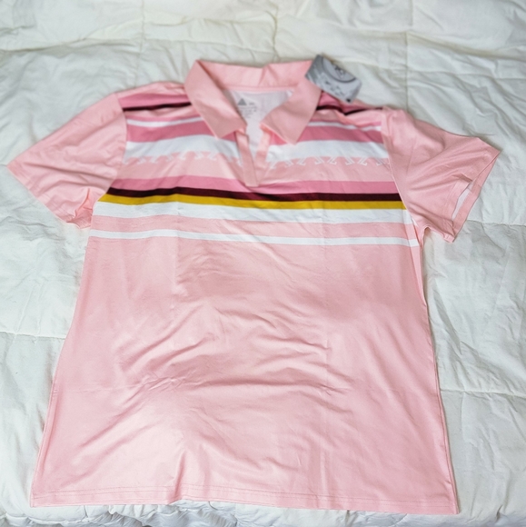 Women's Polo Shirt Pink 2XL Golf Short Sleeve Moisture Wicking - Picture 2 of 9
